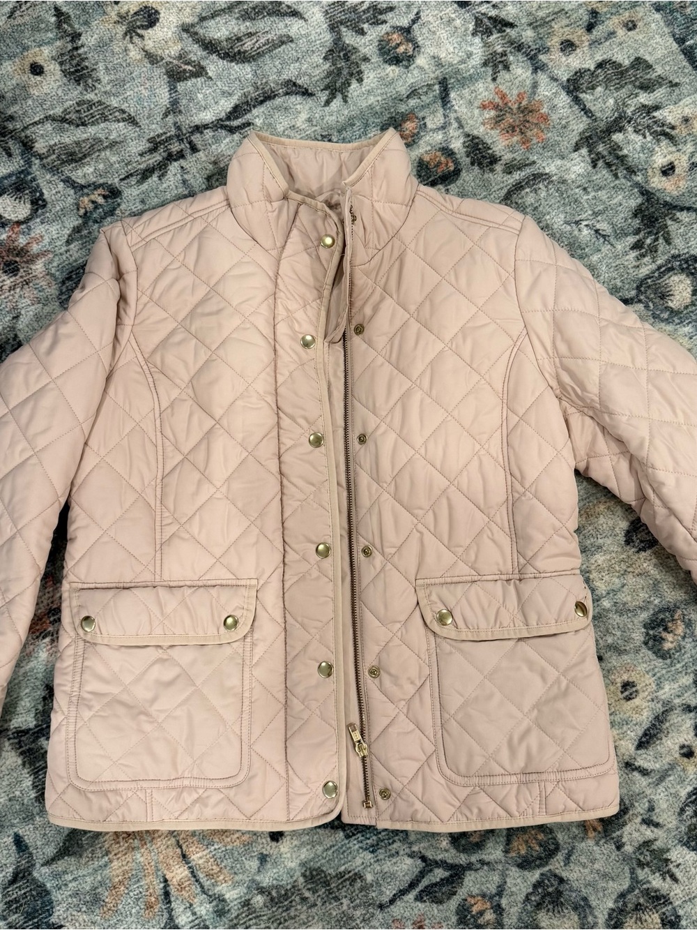 J. Crew Quilted Utility Jacket in Light Blush